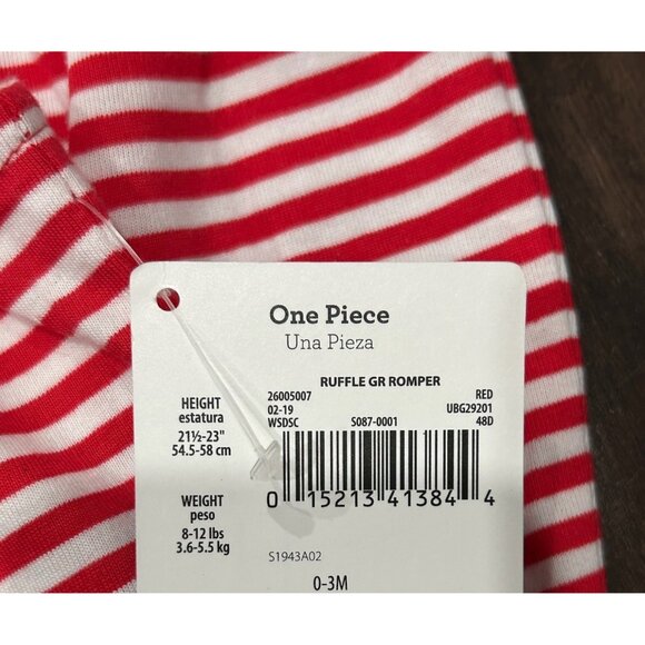 Baby Girls NWT Patriotic Red White Striped Romper Star Heart Design 3 months - Picture 9 of 9